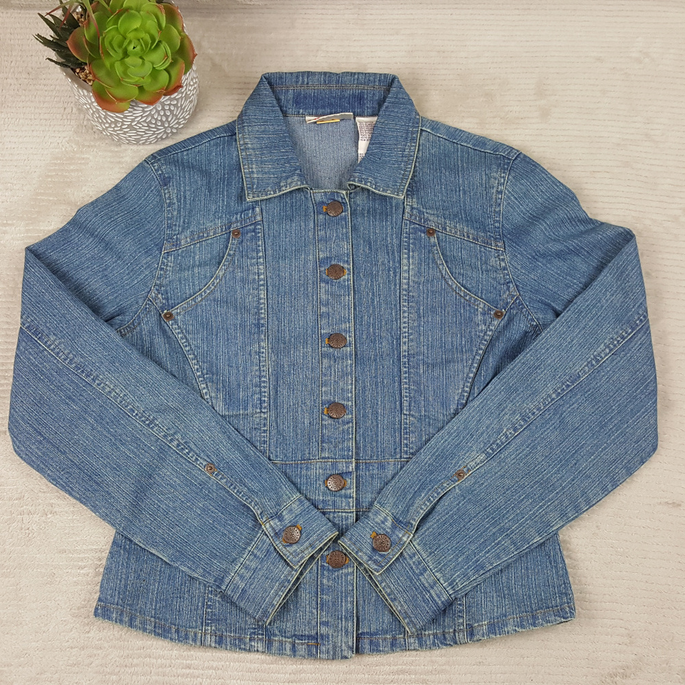 Vintage Bill Blass Denim Peplum Button Up Jacket